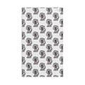 Hand-Drawn Cartoon Fluffy White Dog with Red Collar Pattern Hand Towel | Cute Dog Repeat Design