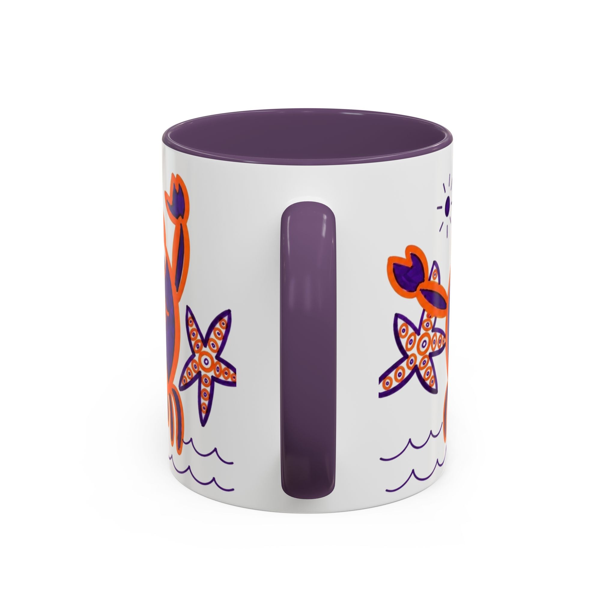 Hand-Drawn Playful Purple Orange Crab mug | Accent Coffee Mug