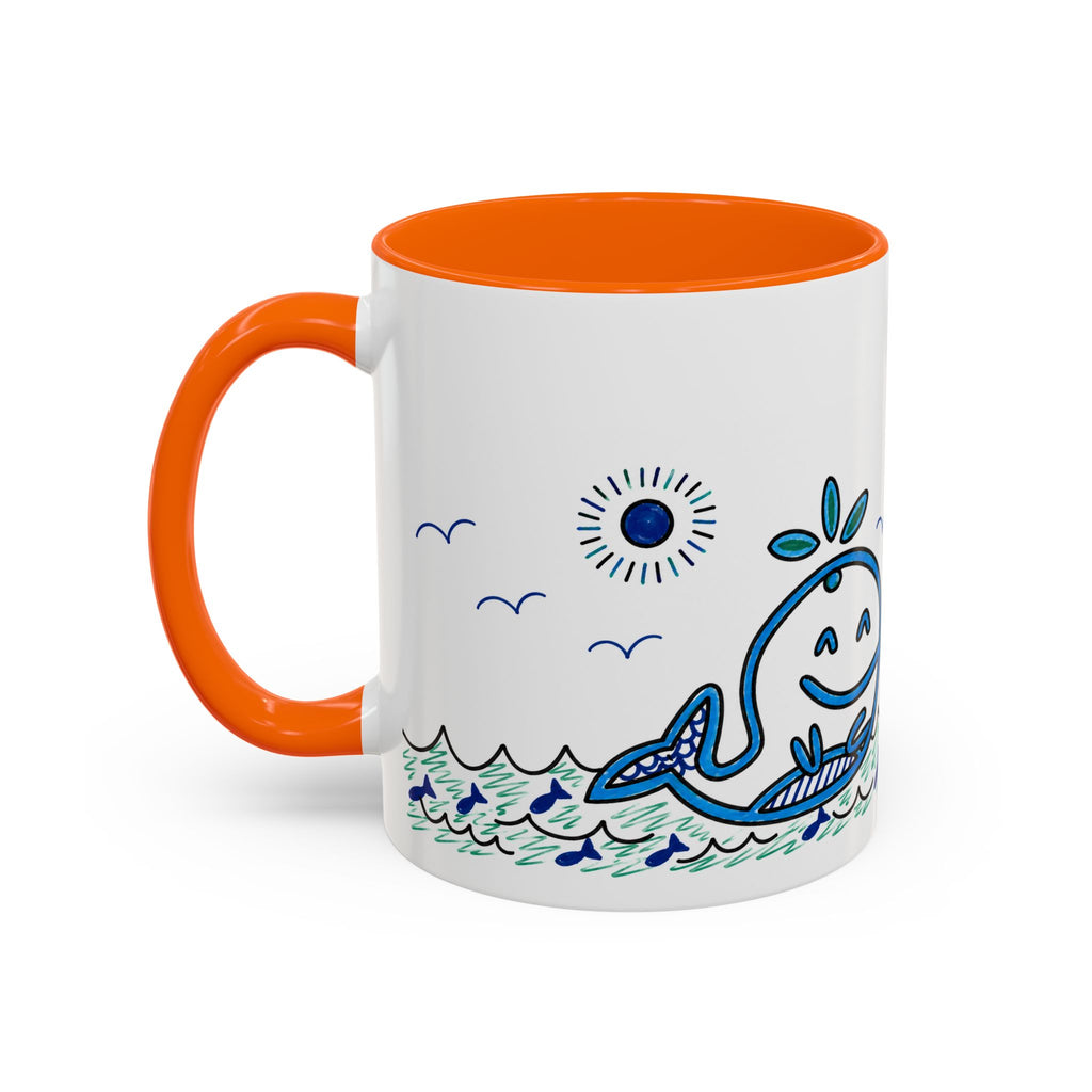 Hand-Drawn Smiling Whale Ocean Mug | Accent Coffee Mug 11oz 15oz