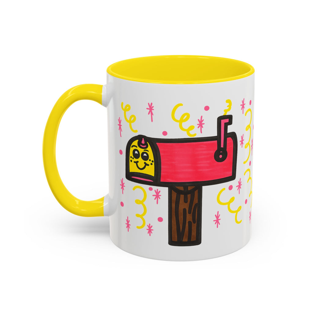 Hand-Drawn Cute Smiling Mailbox Mug | Accent Coffee Mug