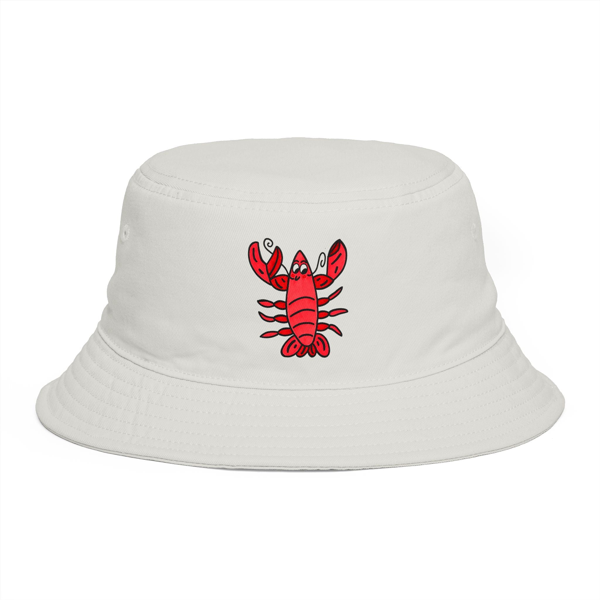 Hand-Drawn Red Lobster Illustration Bucket Hat | Cute Lobster Beach Summer