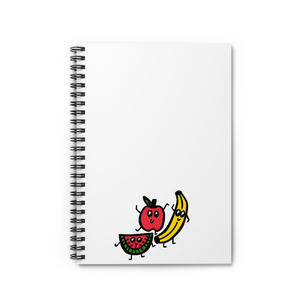 Hand-Drawn Cute Dancing Fruits Spiral Notebook | Ruled Lined Journal