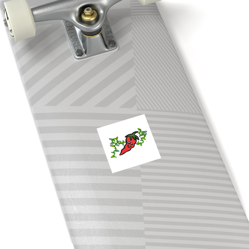 Hand-Drawn Cute Chili Pepper with Vines Sticker