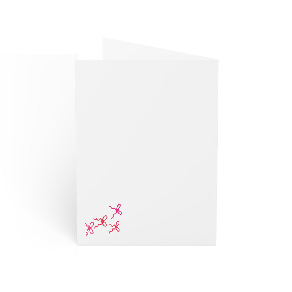 Hand-Drawn Pink Bow Pattern Happy Birthday Card | Greeting Card