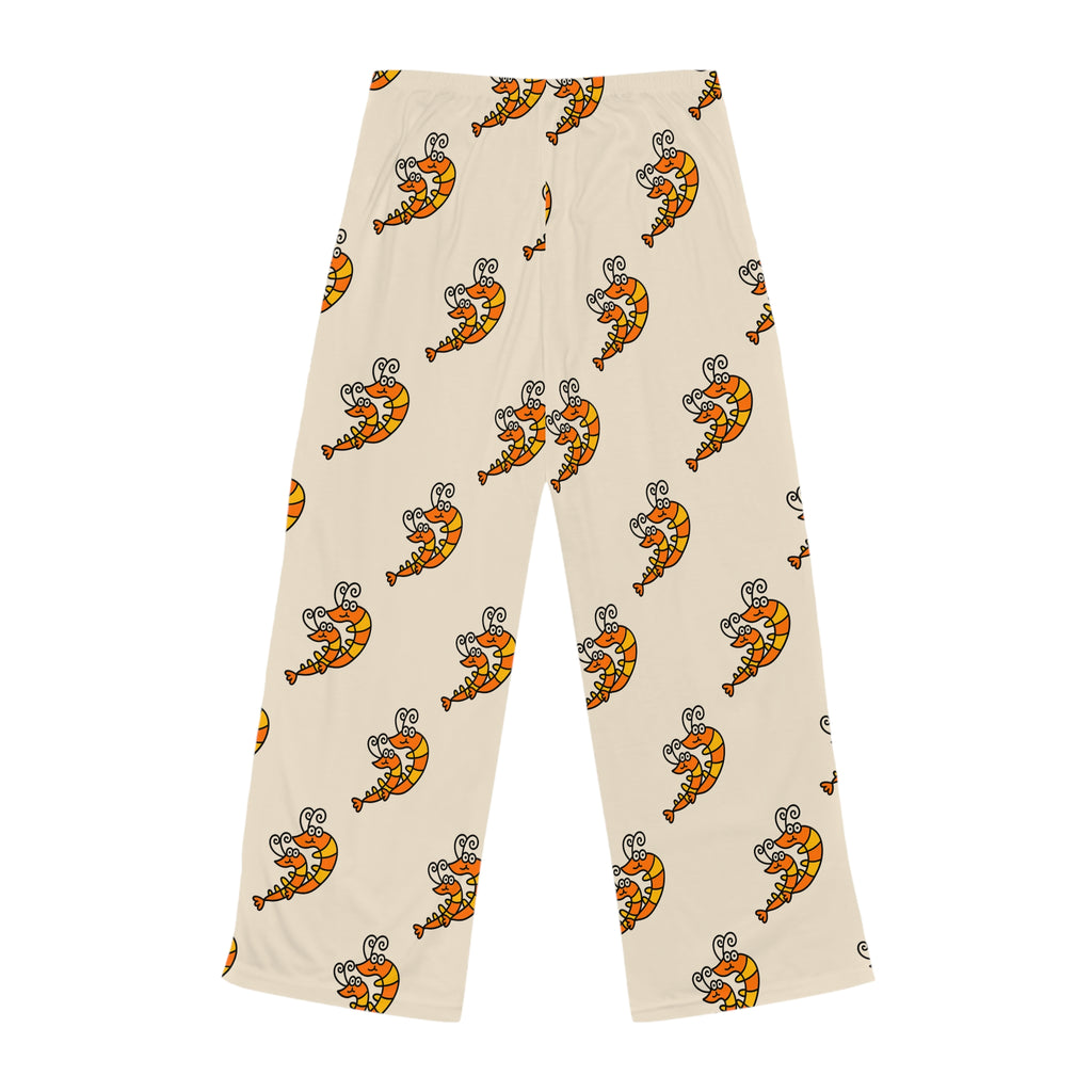Hand-Drawn Dancing Shrimp Pattern Pajama Pants | All-Over Print