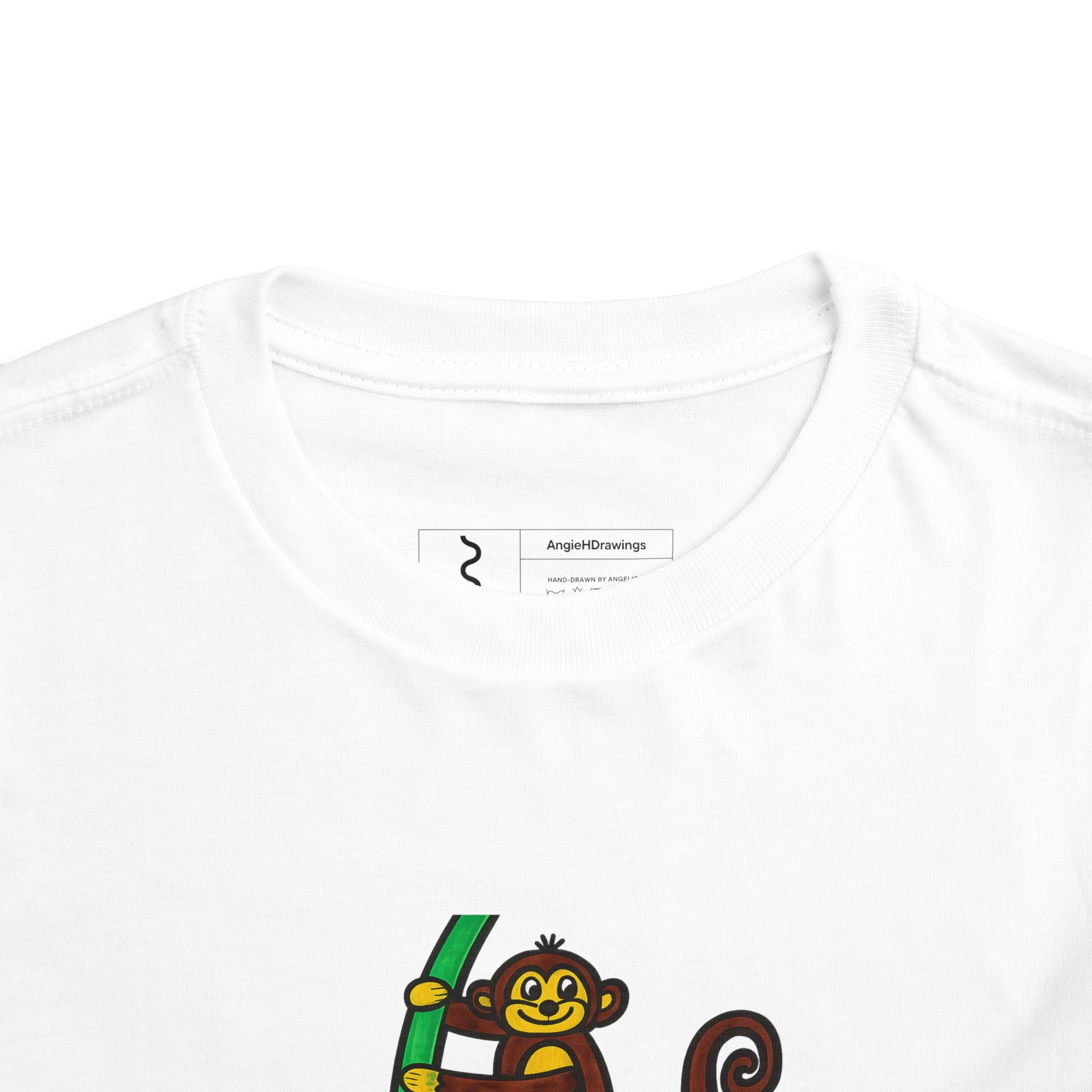 Hand-Drawn Smiling Monkey on Tree Toddler Tee | Cute Jungle Animal Shirt