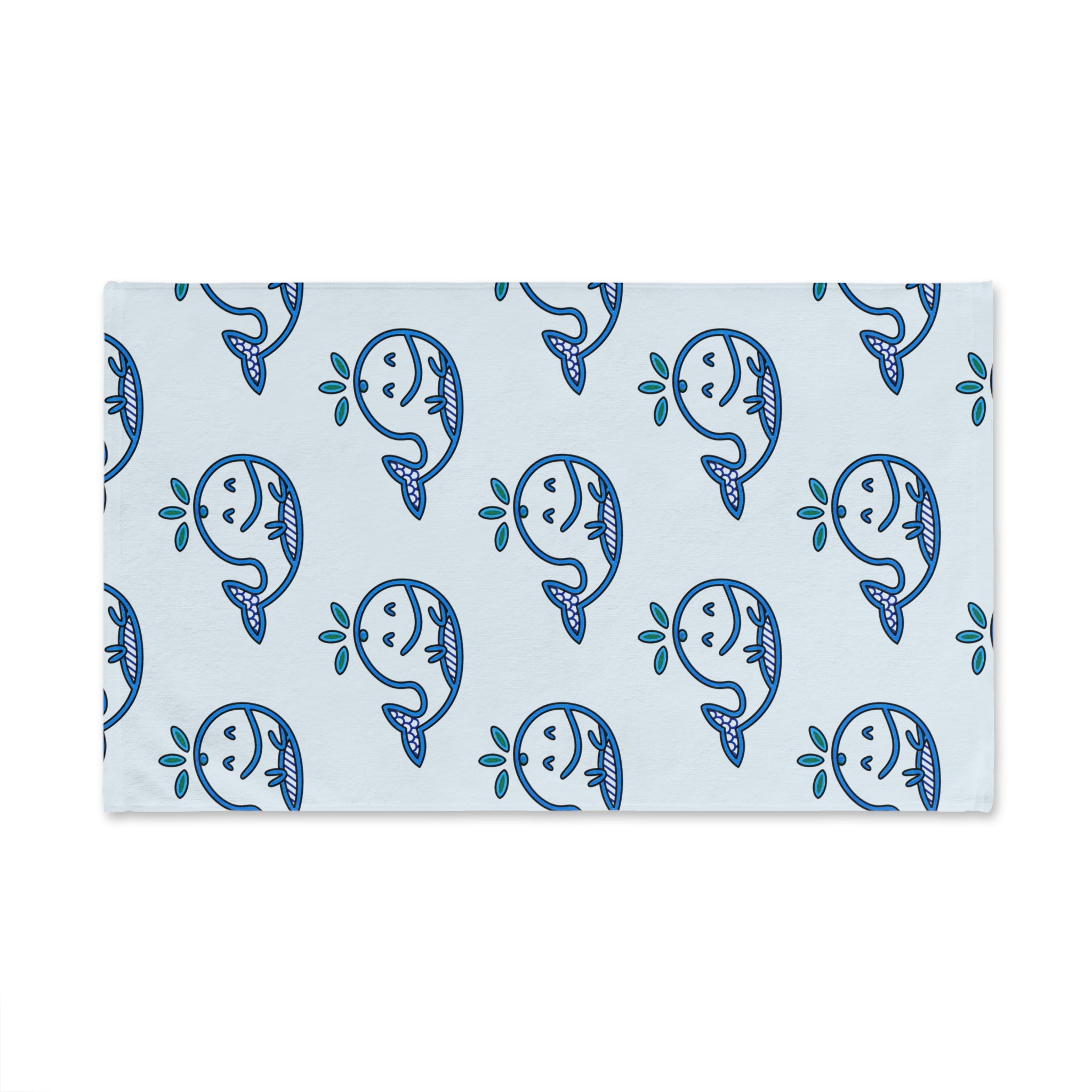 Hand-Drawn Cute Whale Hand Towel, Coastal Bathroom Decor, Whimsical Ocean Kitchen Towel, Nautical Tea Towel, Beach House Gift
