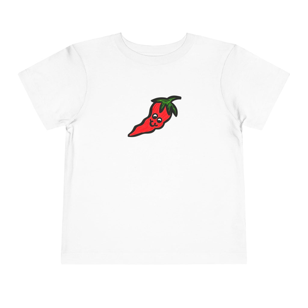 Hand-Drawn Cute Chili Pepper Character Toddler Tee | Spicy Veggie Cartoon Shirt