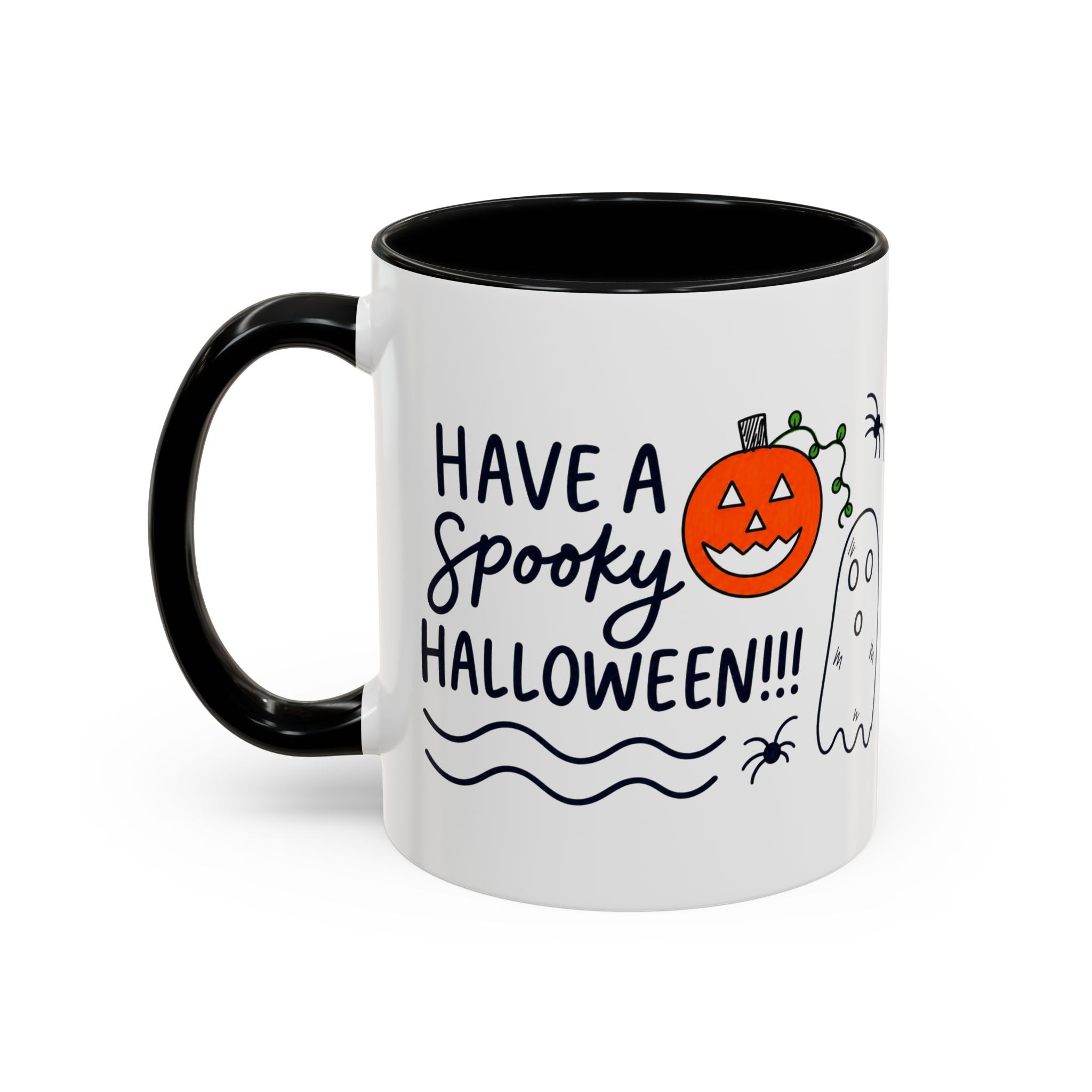 Hand-Drawn Spooky Halloween spiders ghost pumpkin Mug | Accent Coffee Mug 11oz 15oz