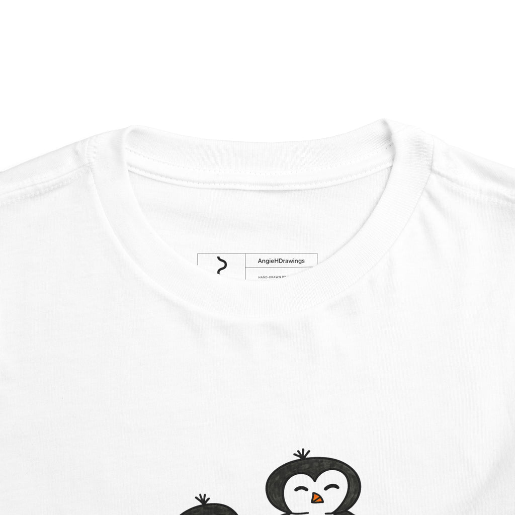 Hand-Drawn Penguin Family Toddler Tee | Cute Baby Penguins Kids Shirt