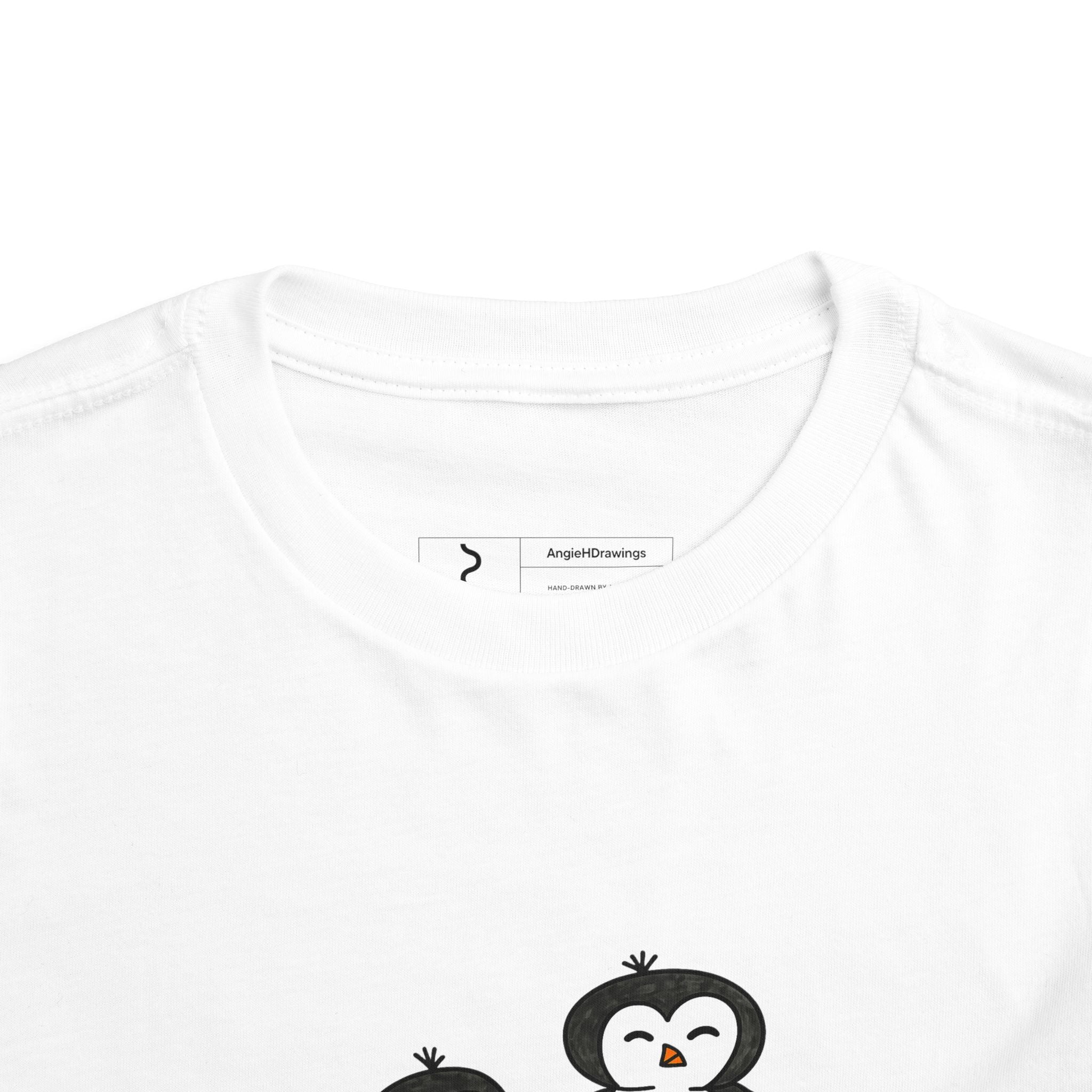 Hand-Drawn Penguin Family Toddler Tee | Cute Baby Penguins Kids Shirt
