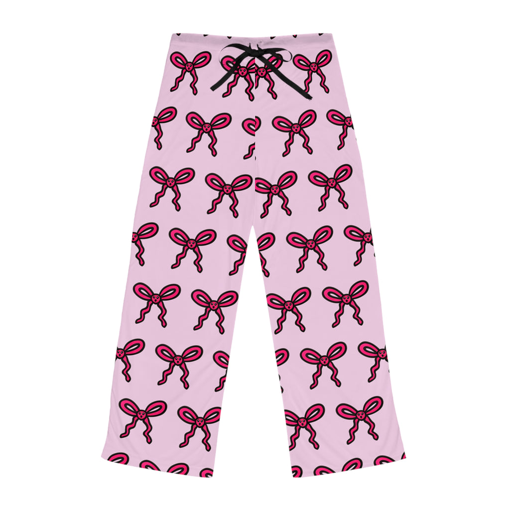 Hand-Drawn Pink Bow Pattern Pajama Pants | All-Over-Print Lounge Pants
