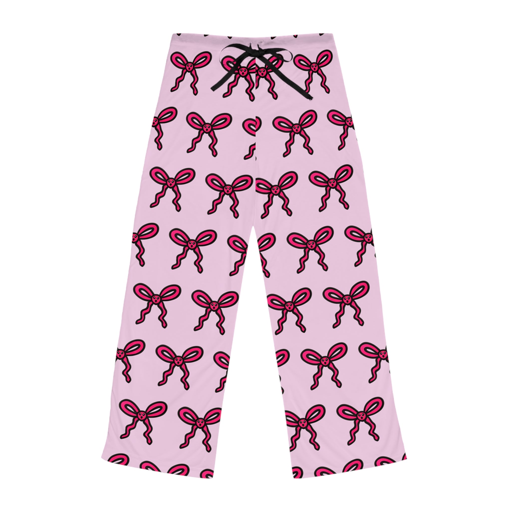 Hand-Drawn Pink Bow Pattern Pajama Pants | All-Over-Print Lounge Pants
