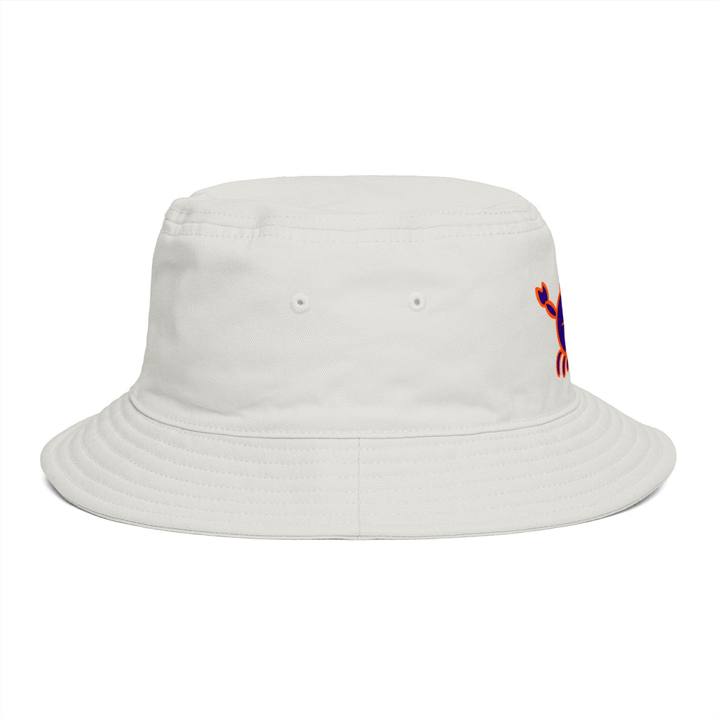 Hand-Drawn Cute Orange & Purple Crab Bucket Hat | Beach, Summer, Coastal