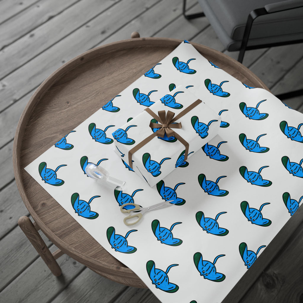 Hand-Drawn Blue Stingray pattern Wrapping Papers | Repeating Ocean Creature print