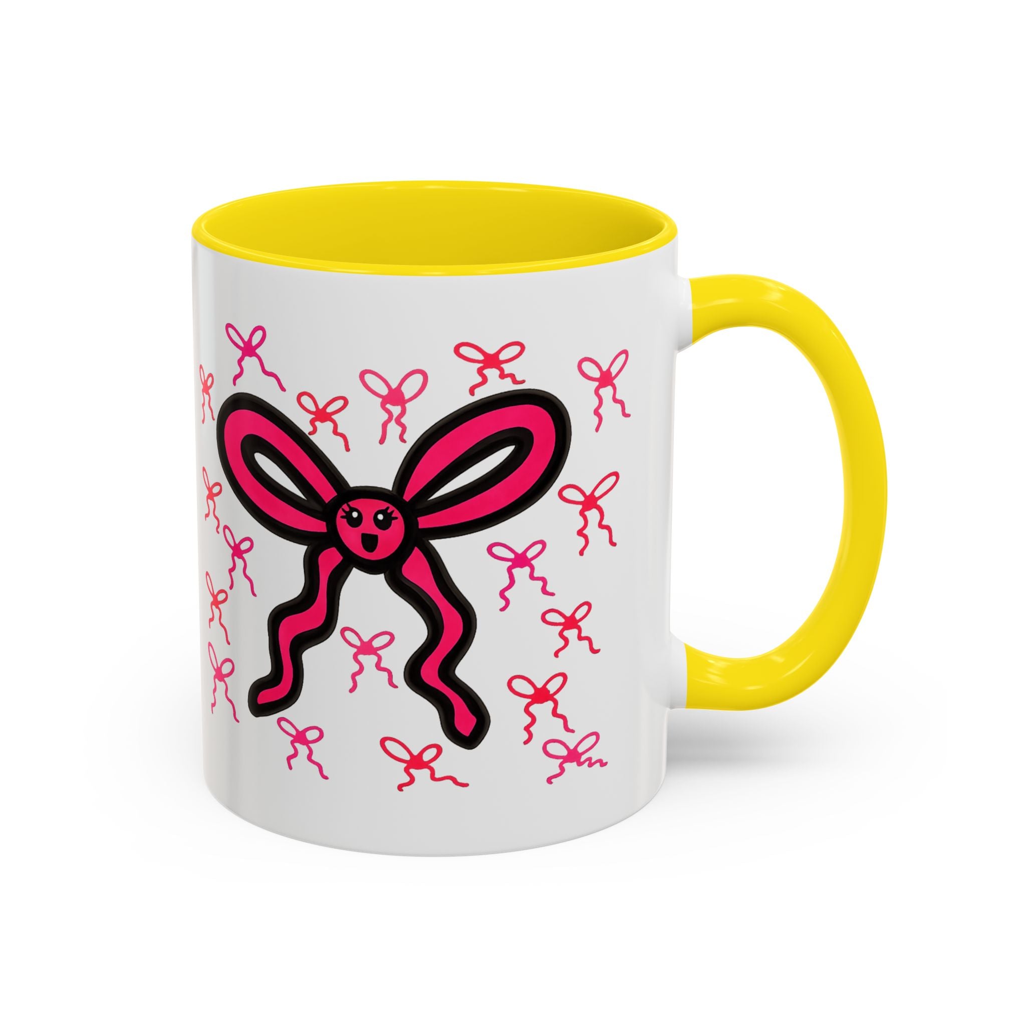 Hand-Drawn Pink Bow Bunny Mug | Accent Coffee Mug