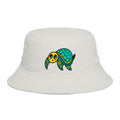 Hand-Drawn Cute Sea Turtle Bucket Hat | Cartoon Turtle, Teal & Yellow