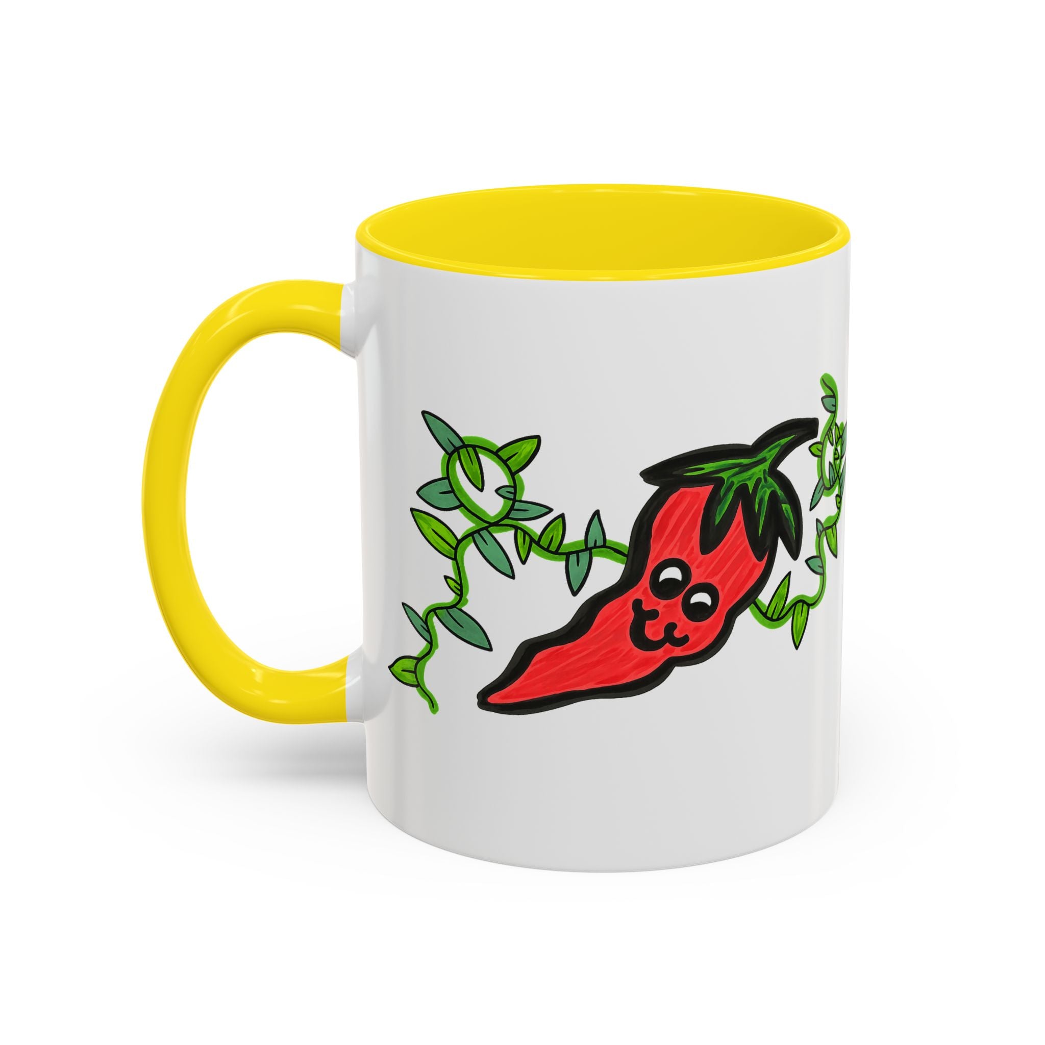Hand-Drawn Cute Chili Pepper Vine Coffee Mug | Hot Veggie Accent Mug