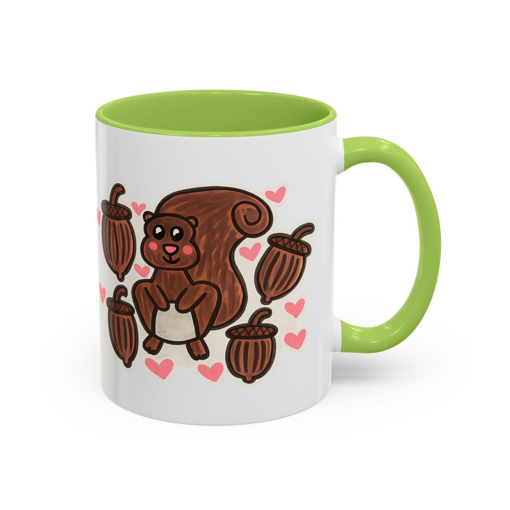 Hand-Drawn Cute Squirrel with Acorns Mug | Accent Coffee Mug