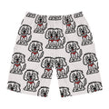 Hand-Drawn Cute Fluffy Cartoon Dog with Red Collar Pattern Men's Board Shorts | All-Over Print