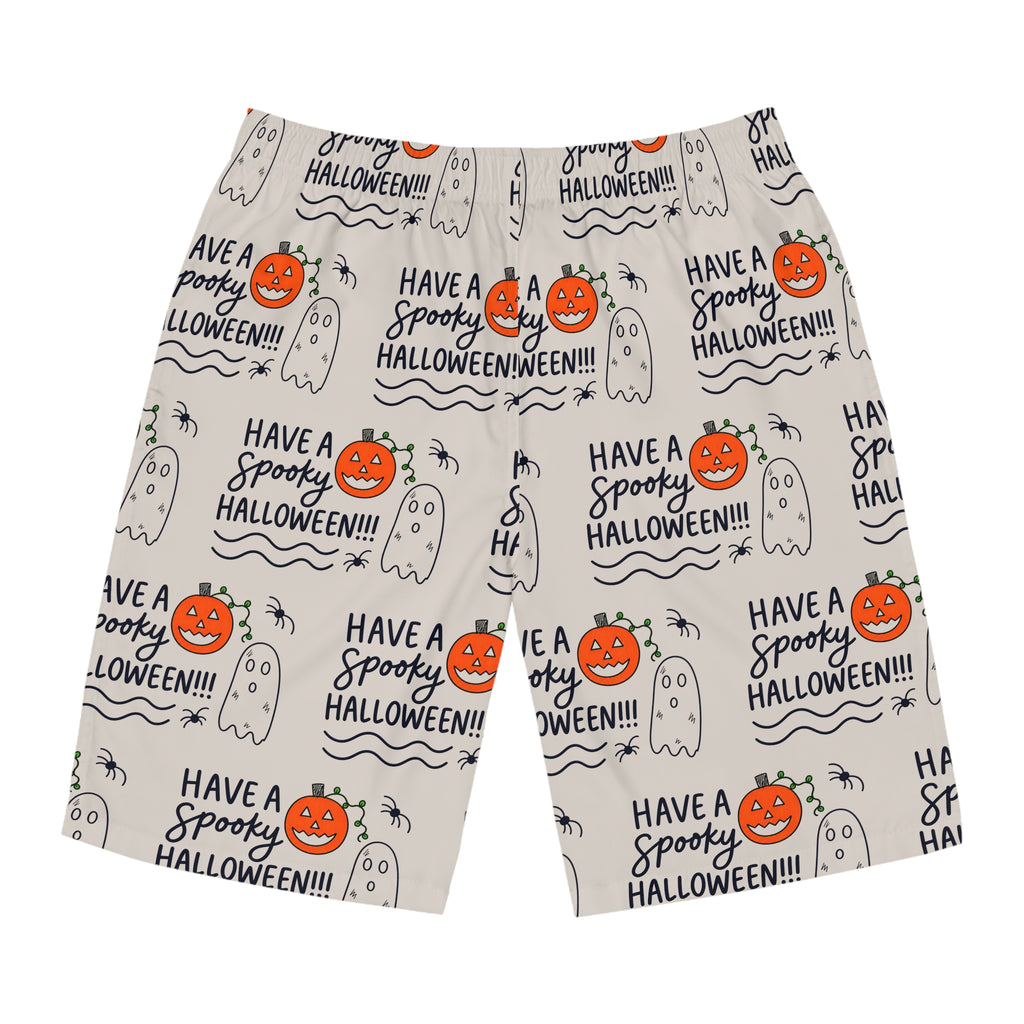 Hand-Drawn Spooky Halloween Pumpkins & Ghosts Board Shorts | Men's Board Shorts