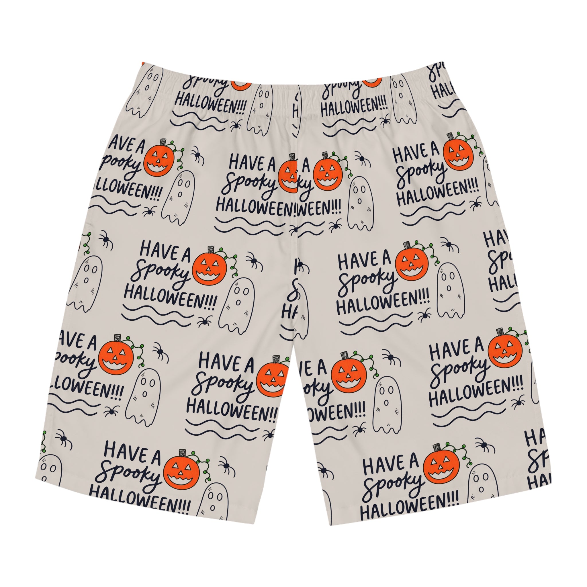 Hand-Drawn Spooky Halloween Pumpkins & Ghosts Board Shorts | Men's Board Shorts