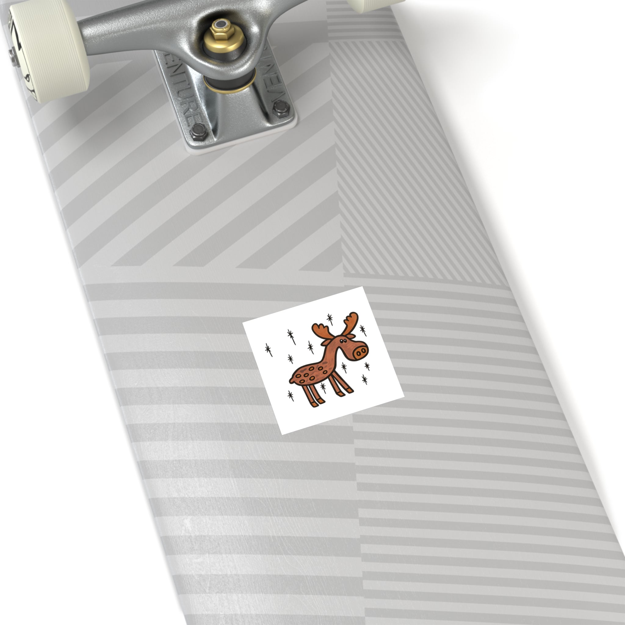 Hand-Drawn Cute Cartoon Moose Square Sticker | Indoor Outdoor decal, Woodland Animal
