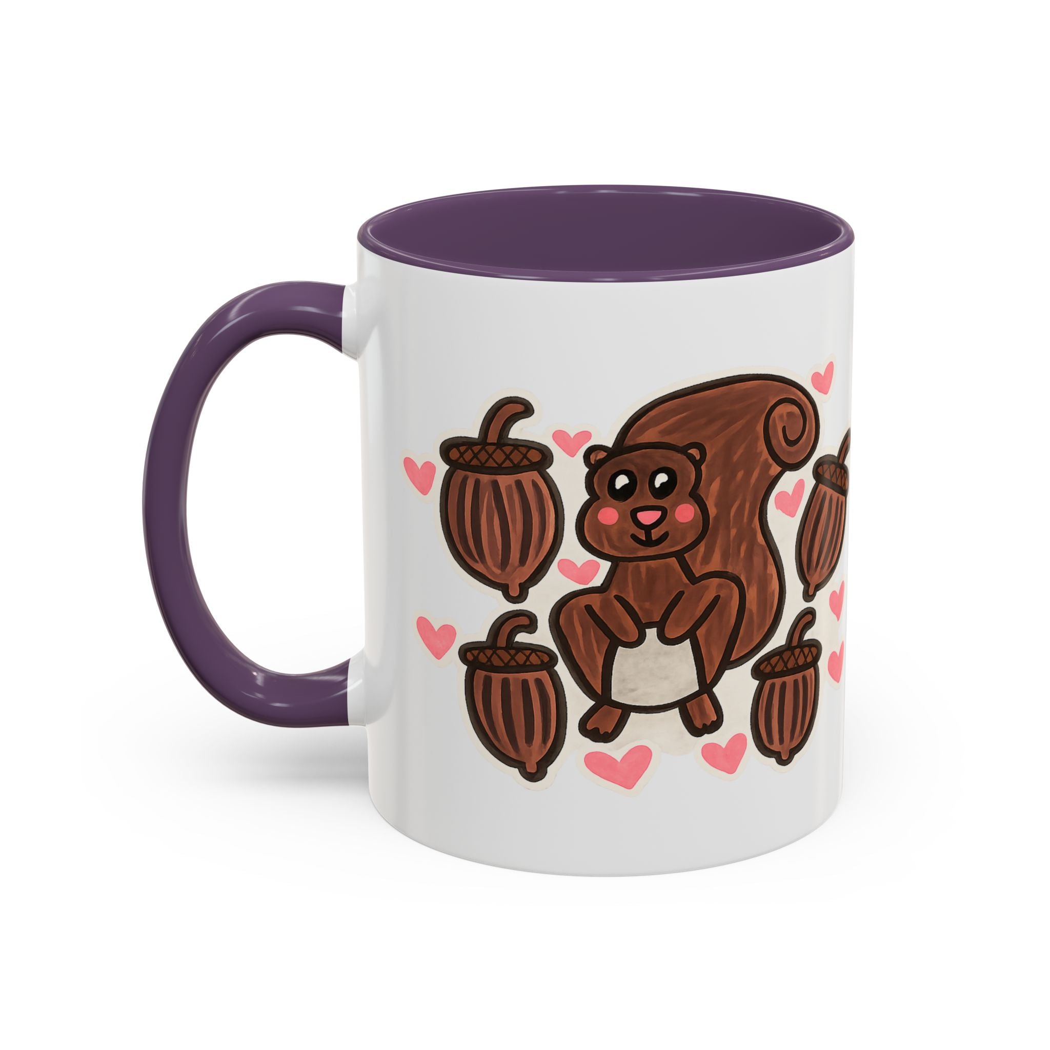 Hand-Drawn Cute Squirrel with Acorns Mug | Accent Coffee Mug
