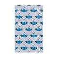 Hand-Drawn Blue Stingray Pattern Hand Towel | Ocean Marine Sea Life Print