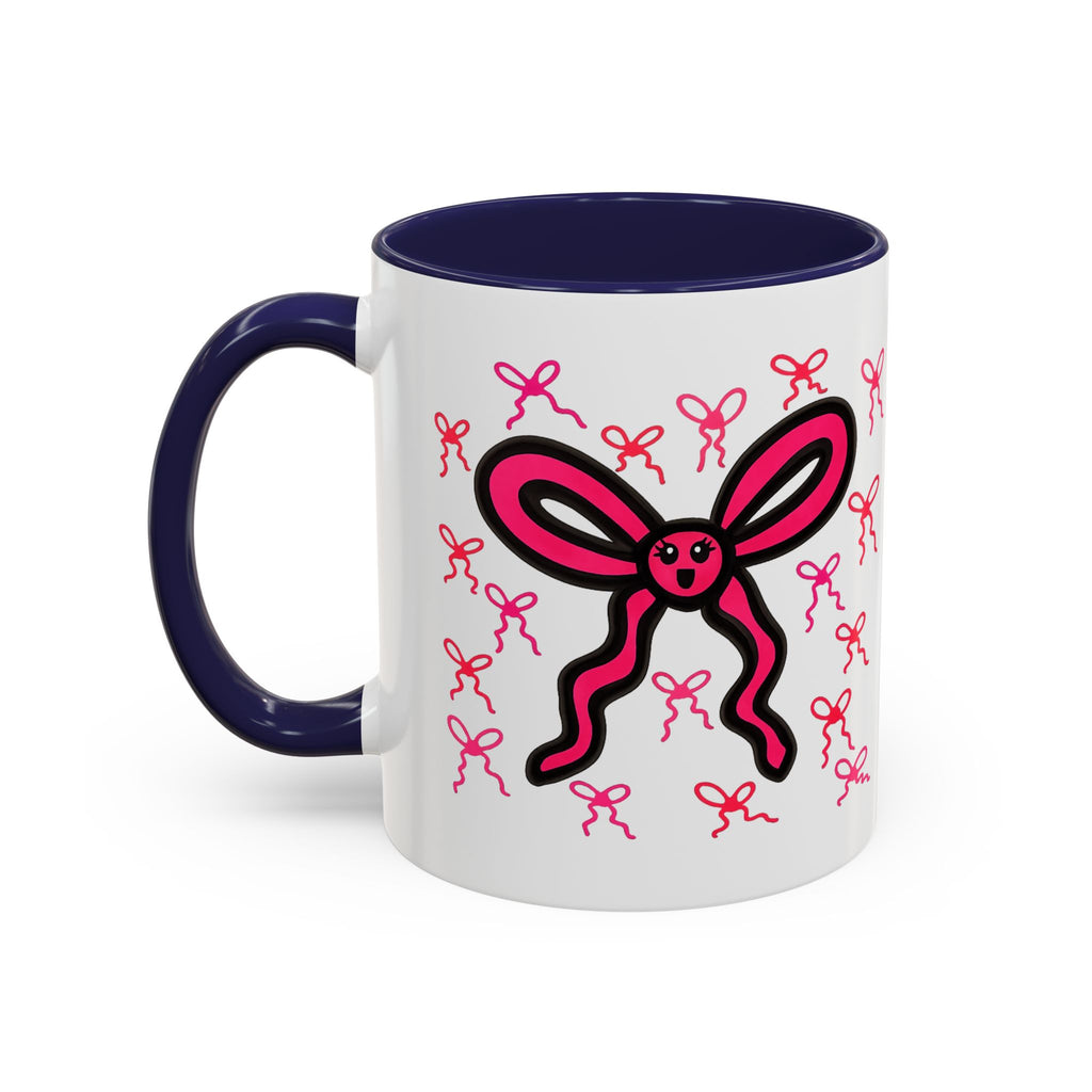Hand-Drawn Pink Bow Bunny Mug | Accent Coffee Mug