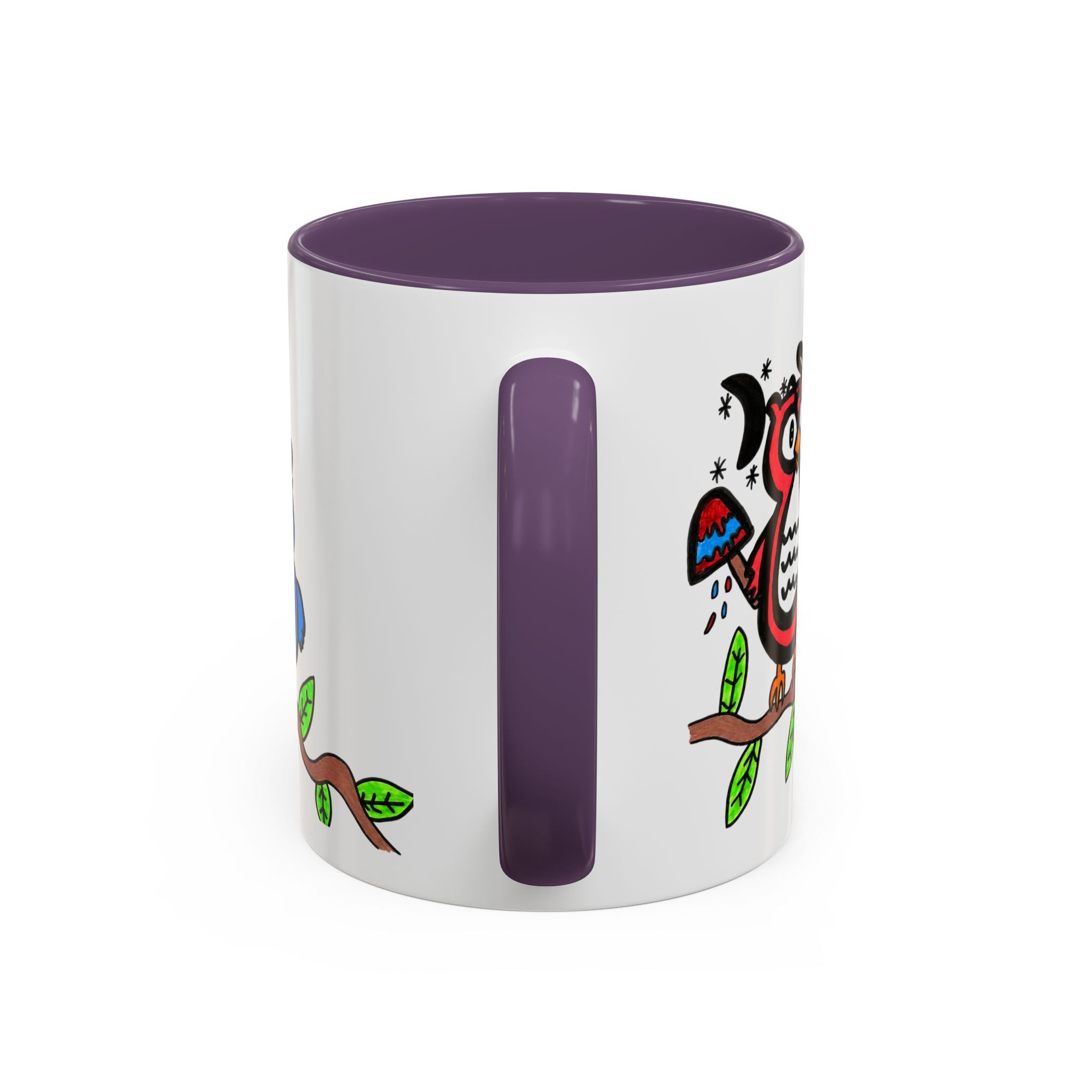 Hand-Drawn Patriotic Owls on a Branch Mug | Accent Coffee Mug 11oz 15oz