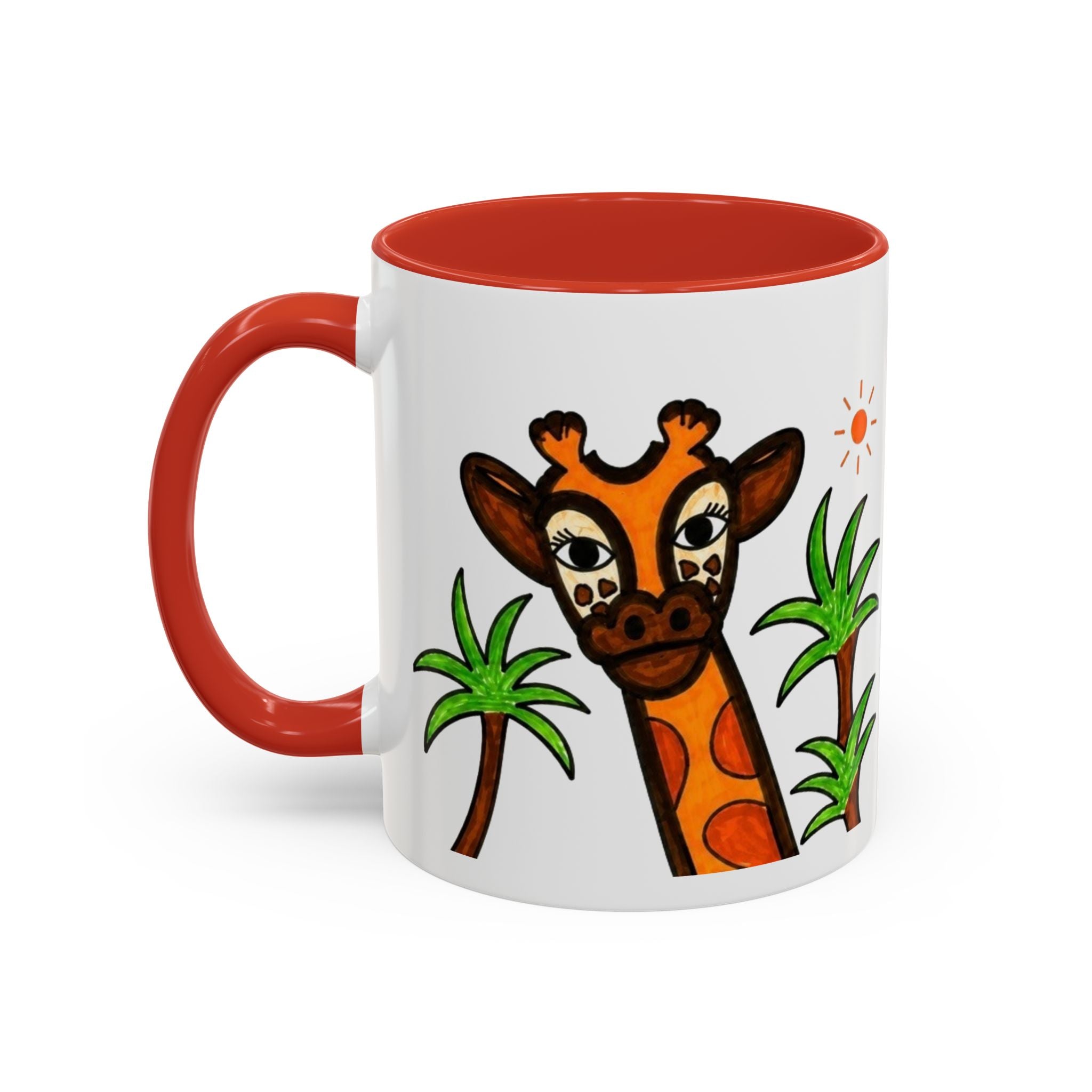 Hand-Drawn Peeking Giraffe Safari Mug | Accent Coffee Mug 11oz 15oz