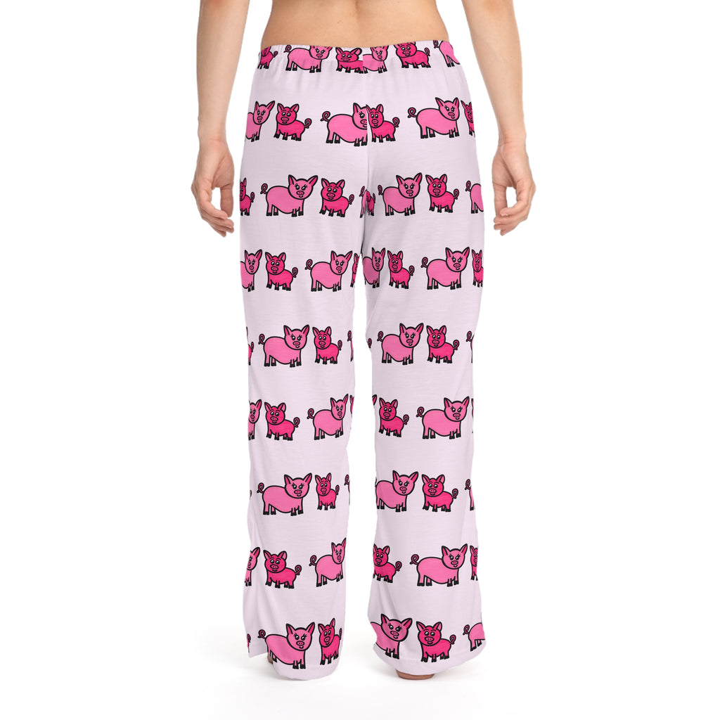 Hand-Drawn Cute Pink Pig Pattern Pajama Pants | All-Over Print Lounge Pants