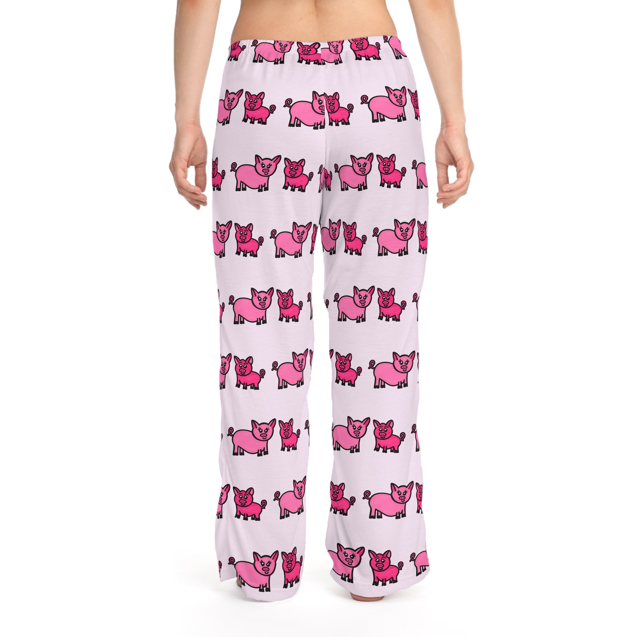 Hand-Drawn Cute Pink Pig Pattern Pajama Pants | All-Over Print Lounge Pants