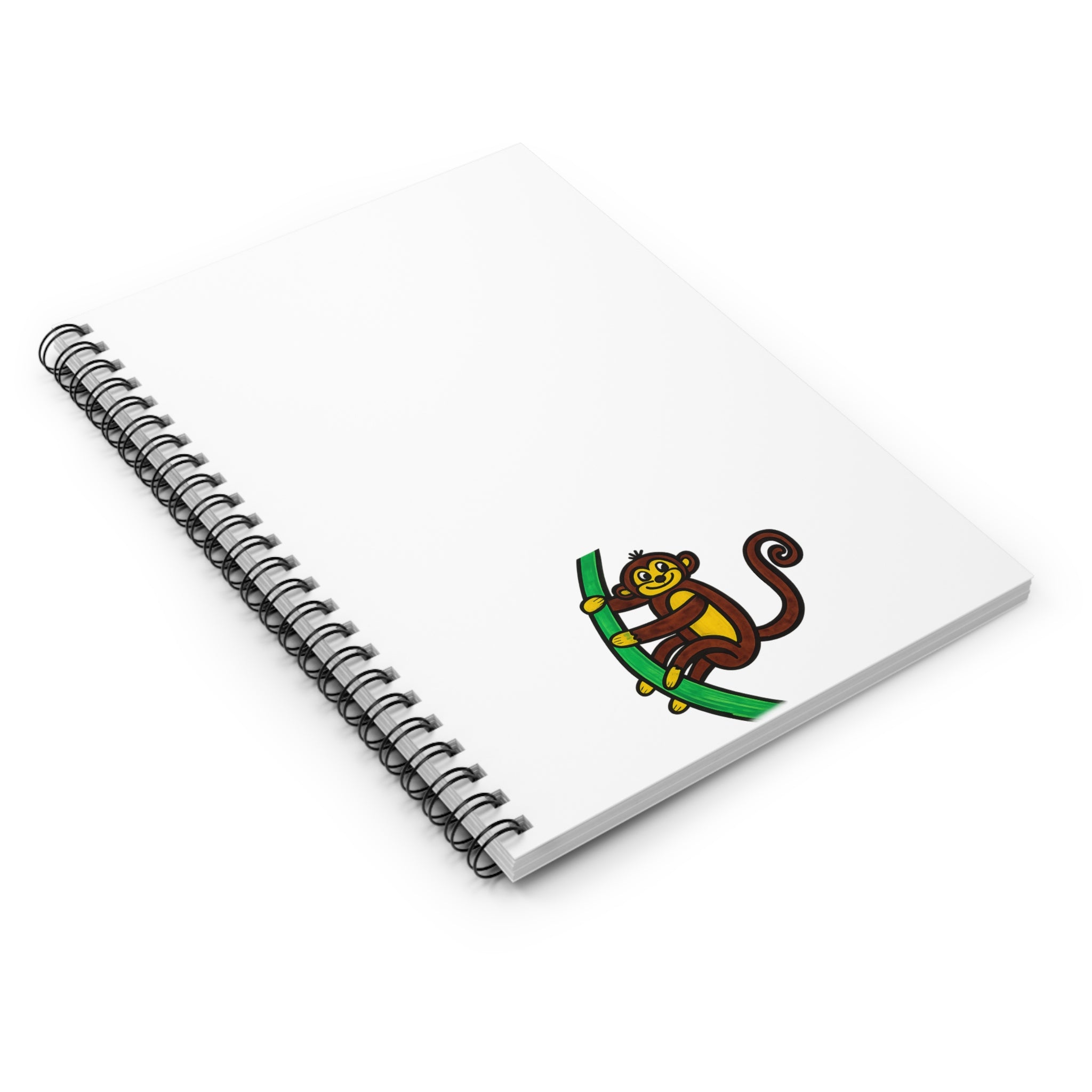 Hand-Drawn Cute Climbing Monkey Spiral Notebook | Ruled Journal