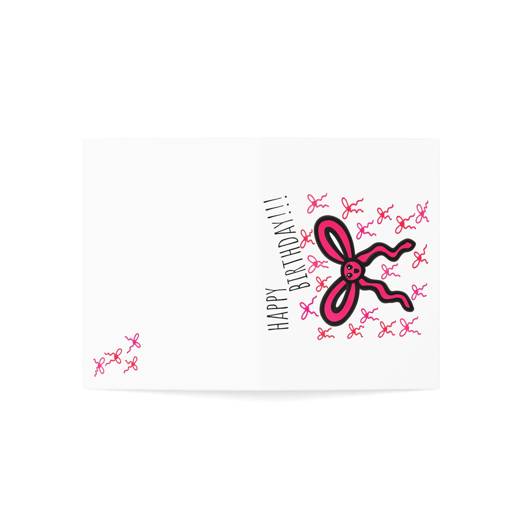 Hand-Drawn Pink Bow Pattern Happy Birthday Card | Greeting Card