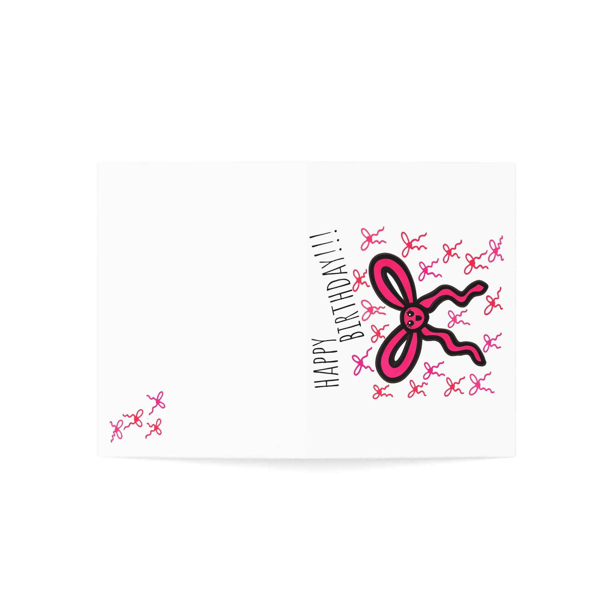 Hand-Drawn Pink Bow Pattern Happy Birthday Card | Greeting Card