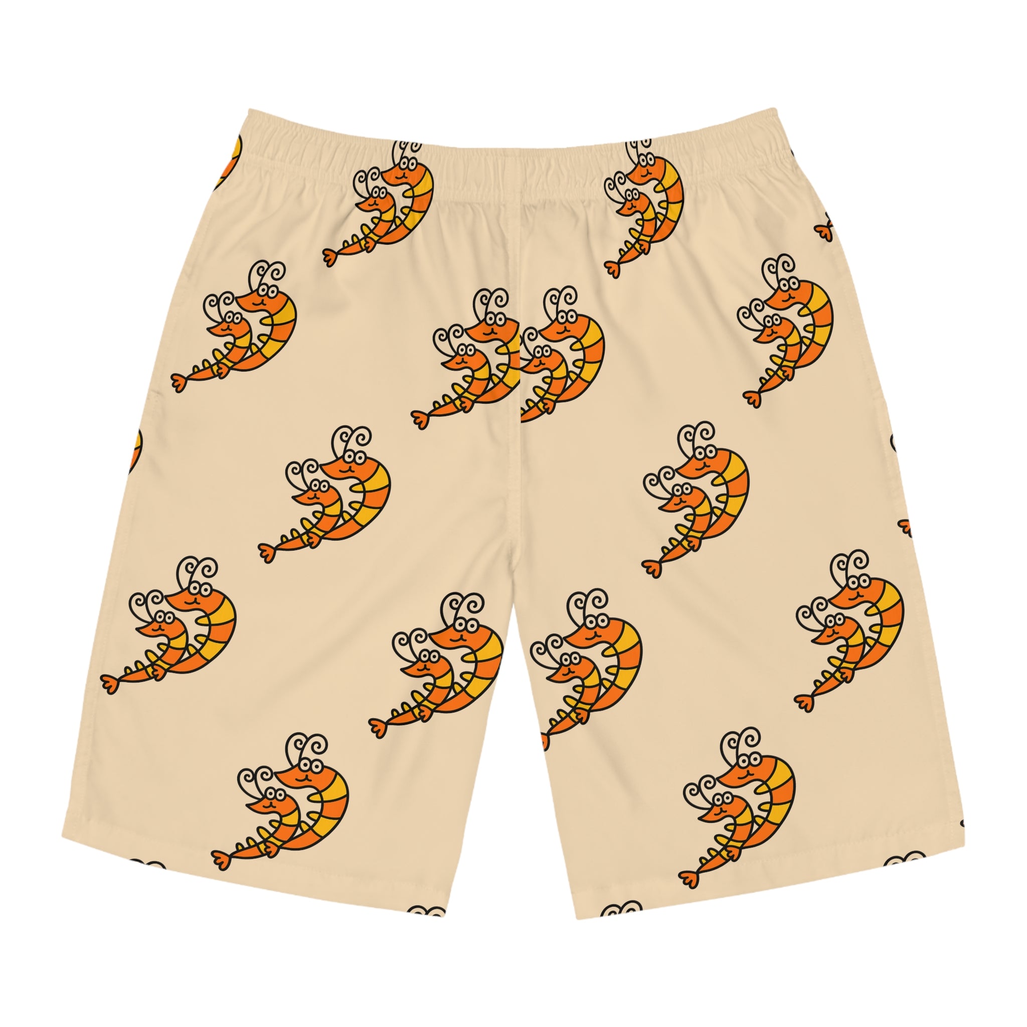 Hand-Drawn Cute Cartoon Shrimp Board Shorts | All Over Print