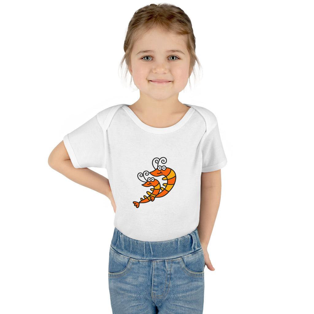 Hand-Drawn Cartoon Shrimp Infant Bodysuit | Cute Sea Creature Baby Onesie