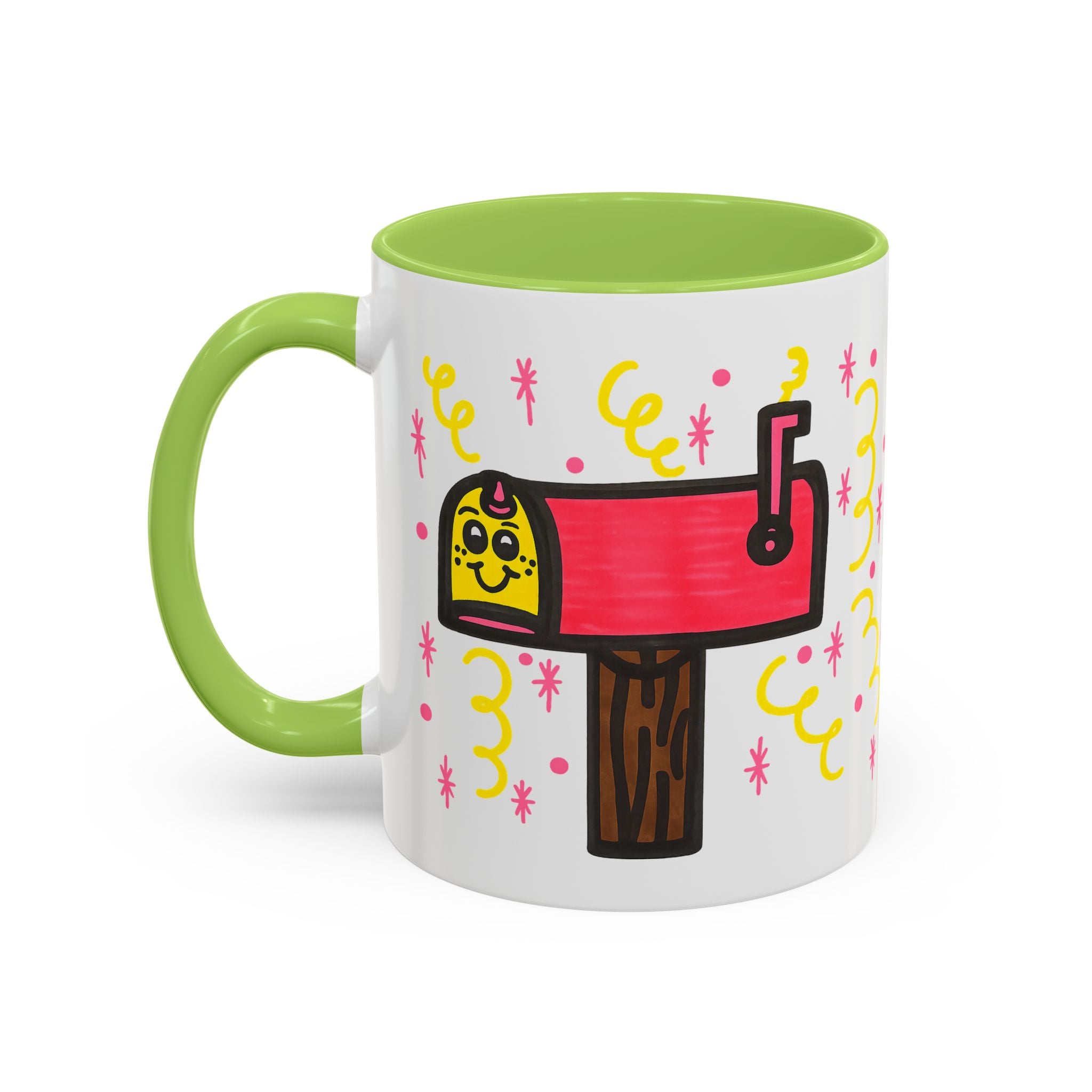 Hand-Drawn Cute Smiling Mailbox Mug | Accent Coffee Mug