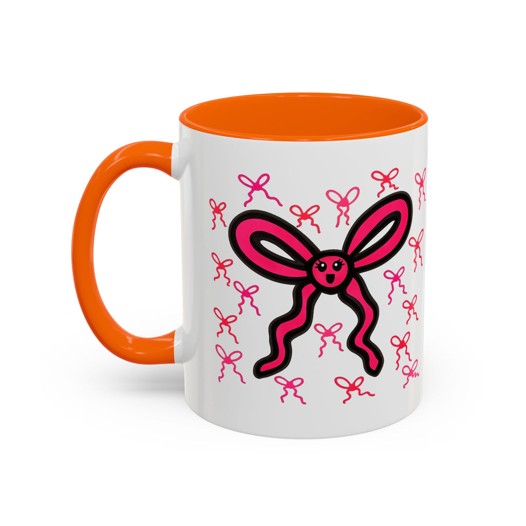 Hand-Drawn Pink Bow Bunny Mug | Accent Coffee Mug