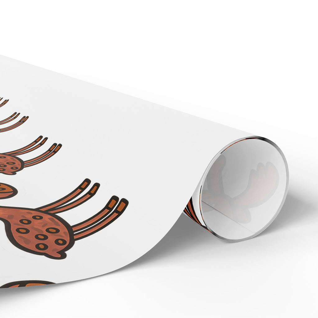 Hand-Drawn Cute Moose Pattern Wrapping Paper | Repeating Cartoon Moose Holiday Wrap