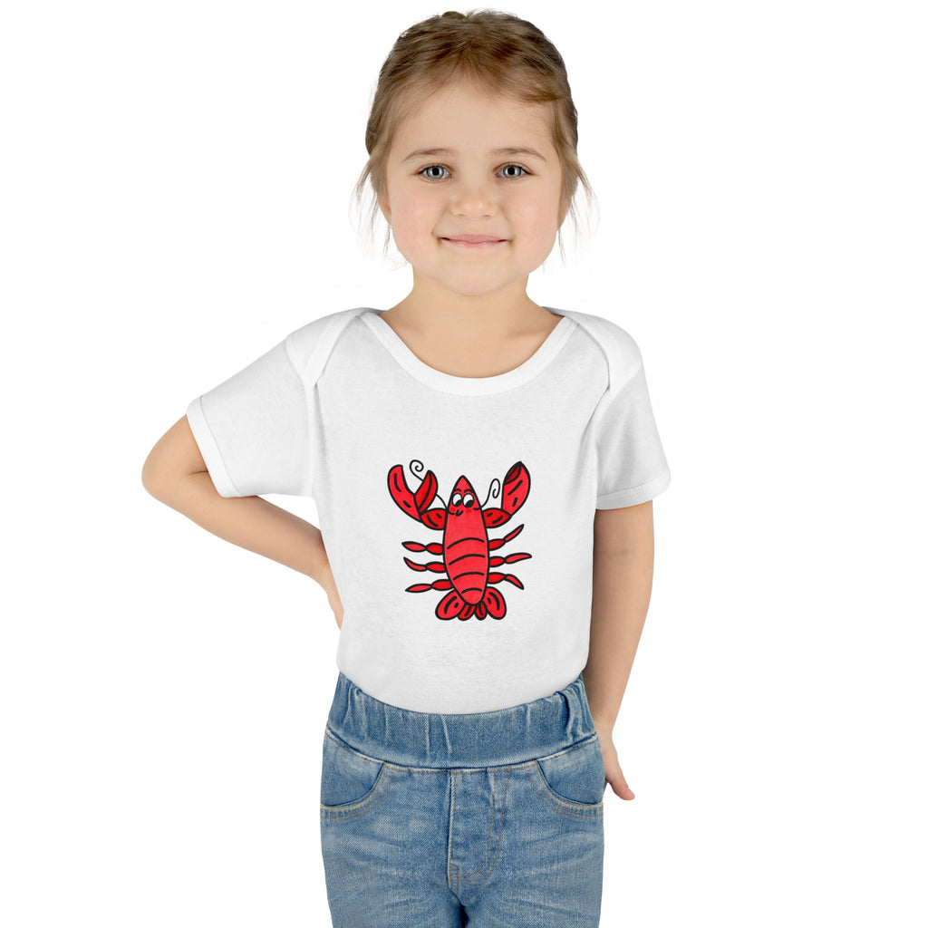Hand-Drawn Cute Red Lobster Infant Bodysuit | Baby Lobster Ocean Sea Life