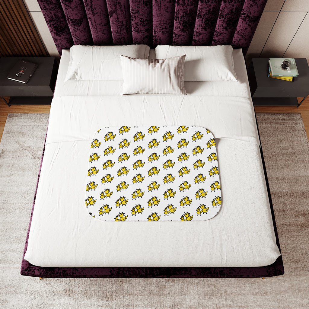 Hand-Drawn Two Ducks Sherpa Blanket | Cozy Duck Illustration