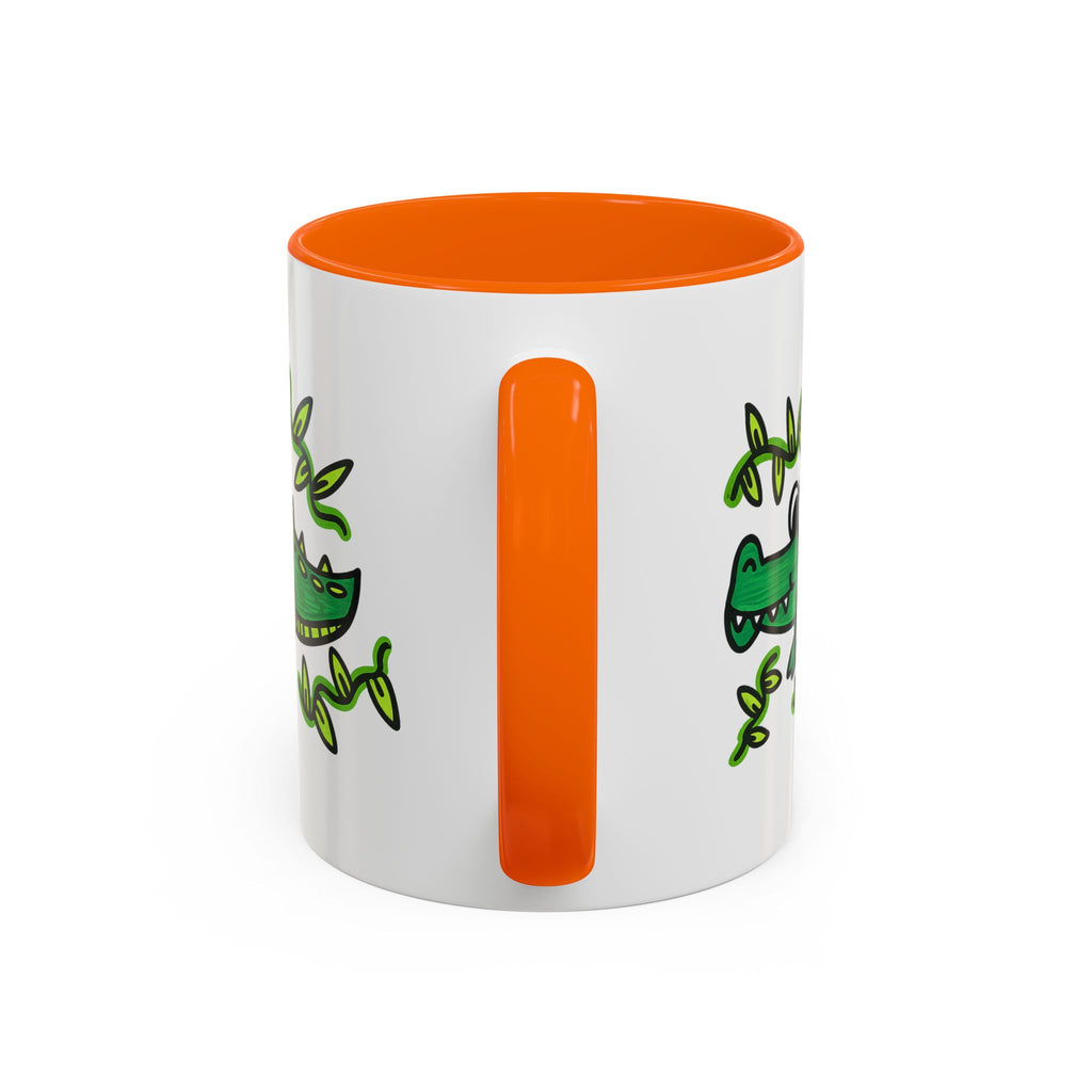 Hand-Drawn Green Playful Alligator Mug | Accent Coffee Mug