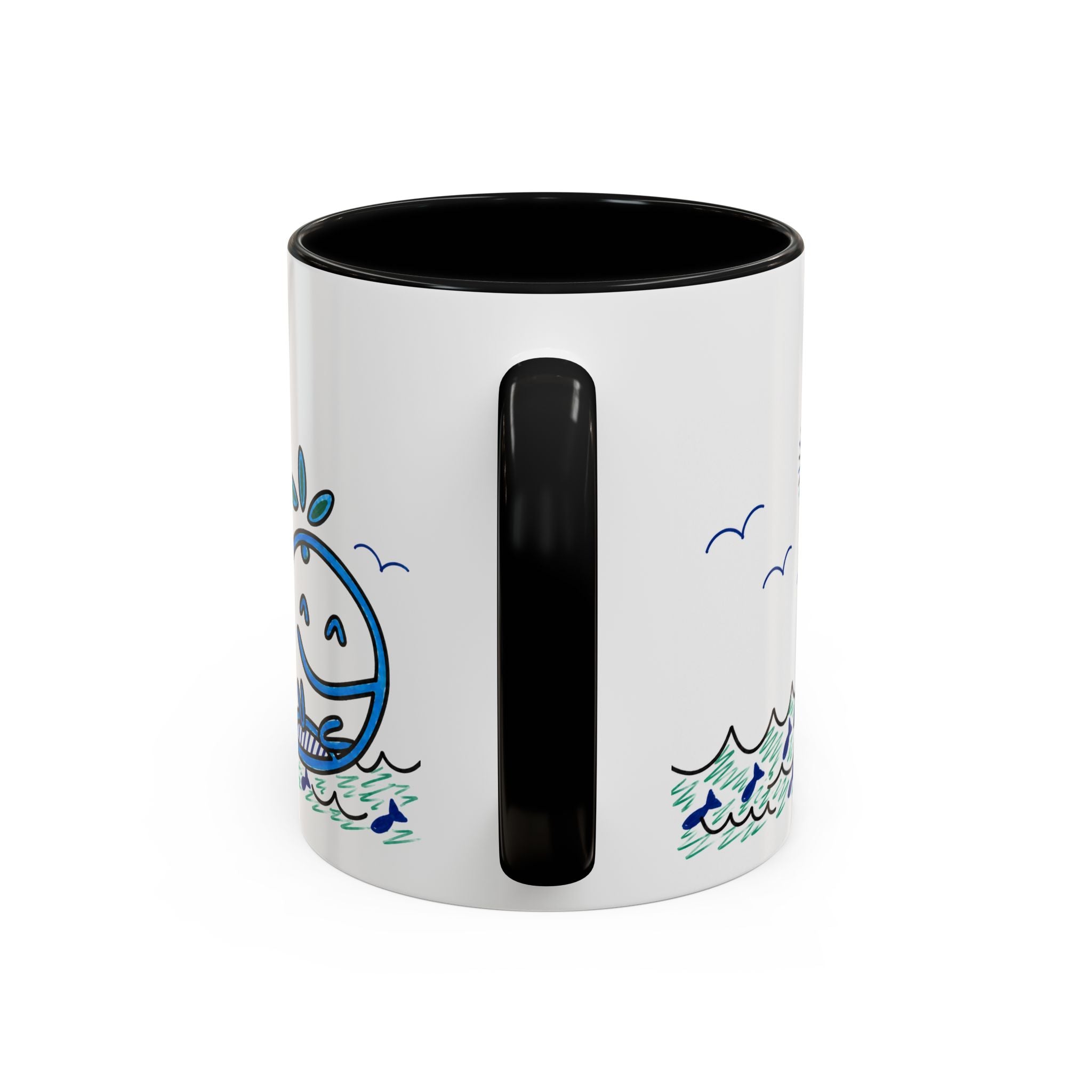 Hand-Drawn Smiling Whale Ocean Mug | Accent Coffee Mug 11oz 15oz