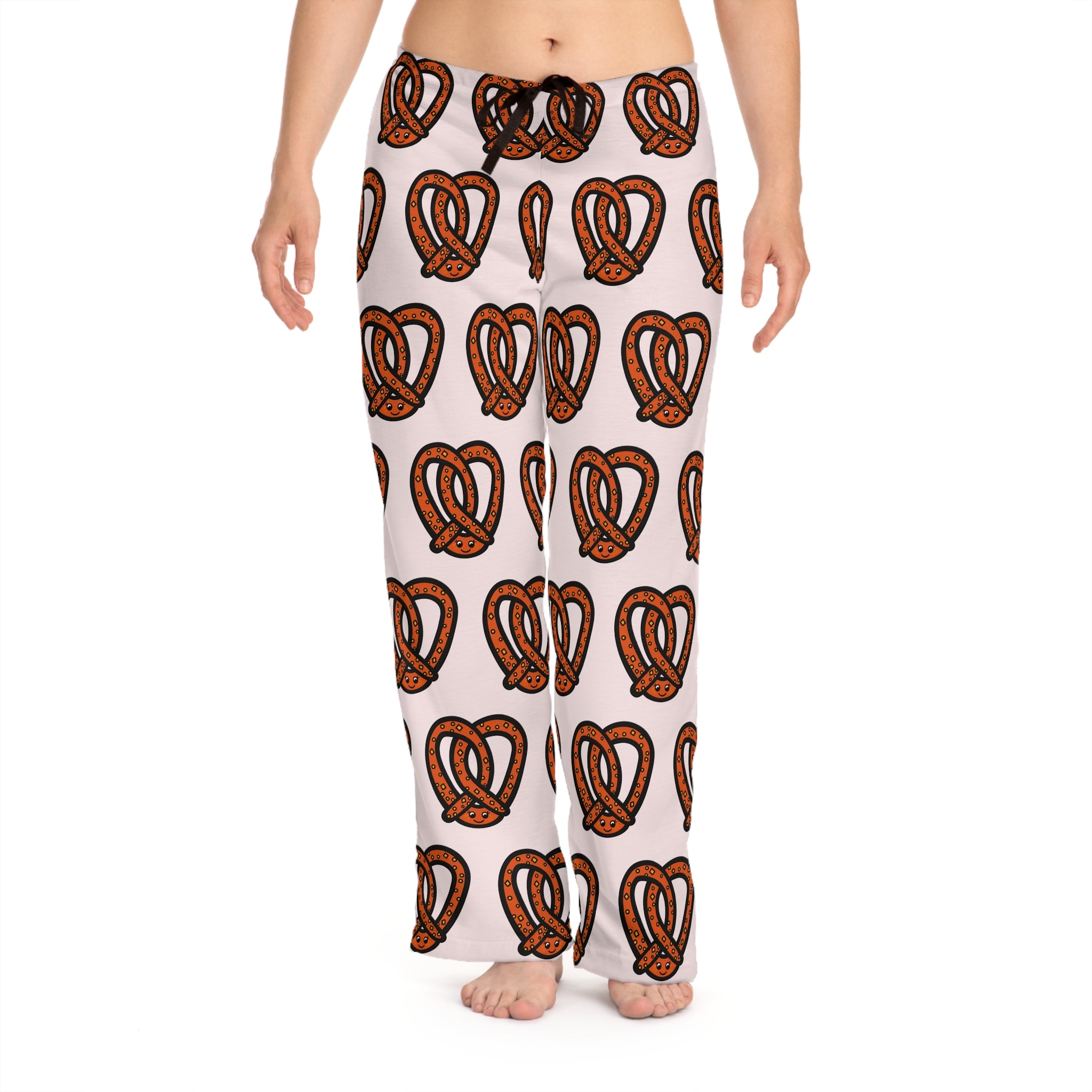 Hand-Drawn Pretzel Pattern Pajama Pants | All-Over Print