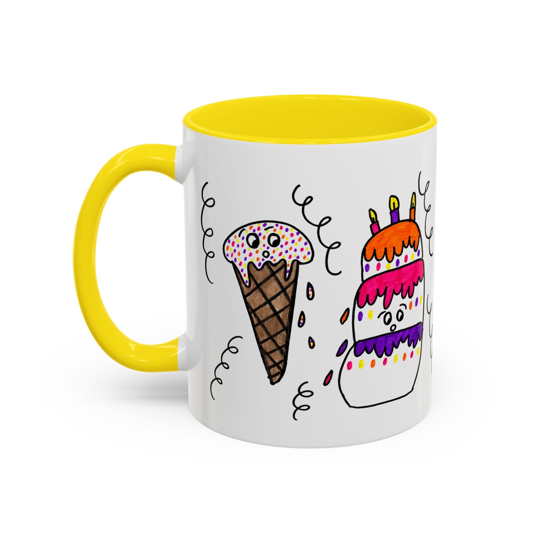 Hand-Drawn Cute Doodle Ice Cream & Cake Mug | Accent Coffee Mug