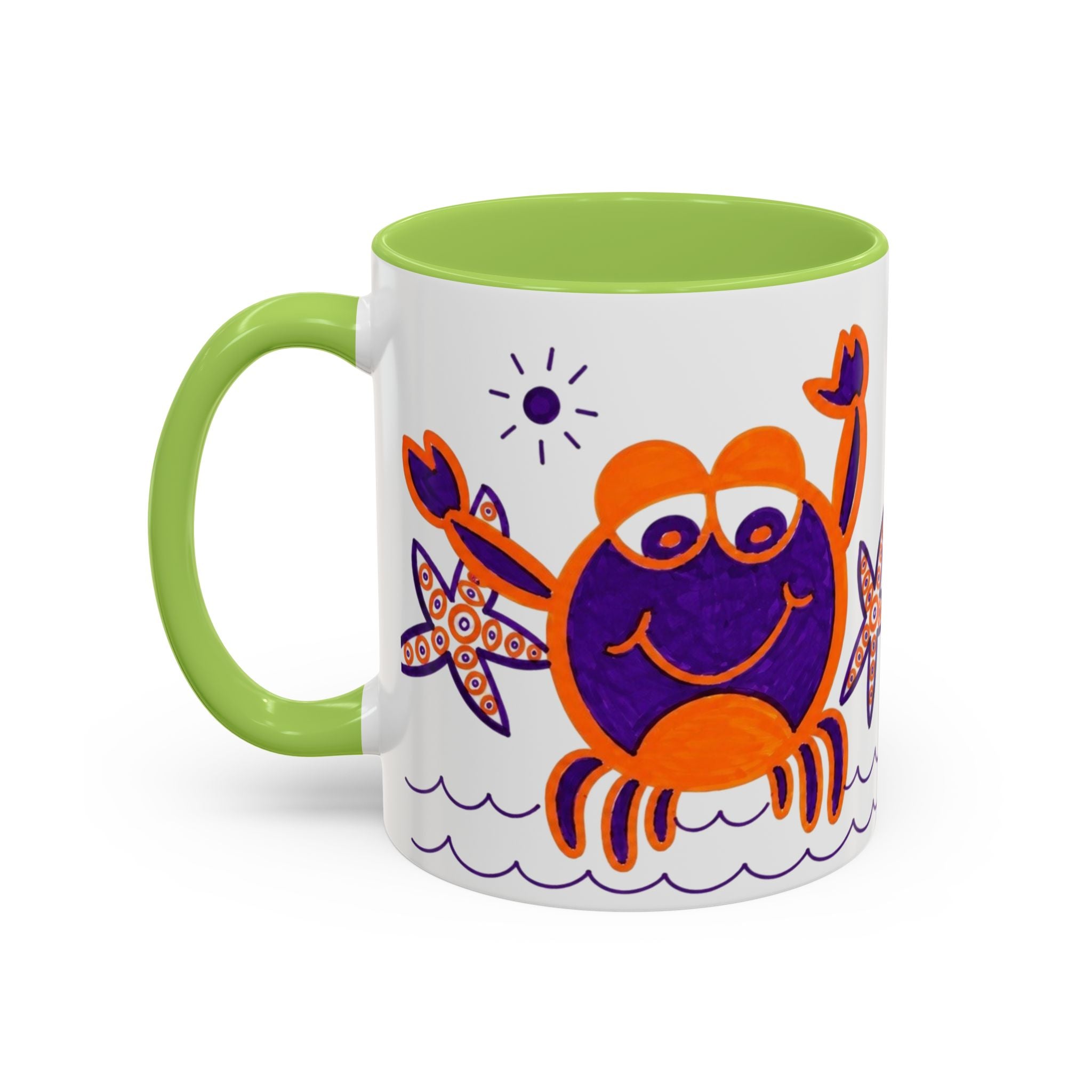 Hand-Drawn Playful Purple Orange Crab mug | Accent Coffee Mug