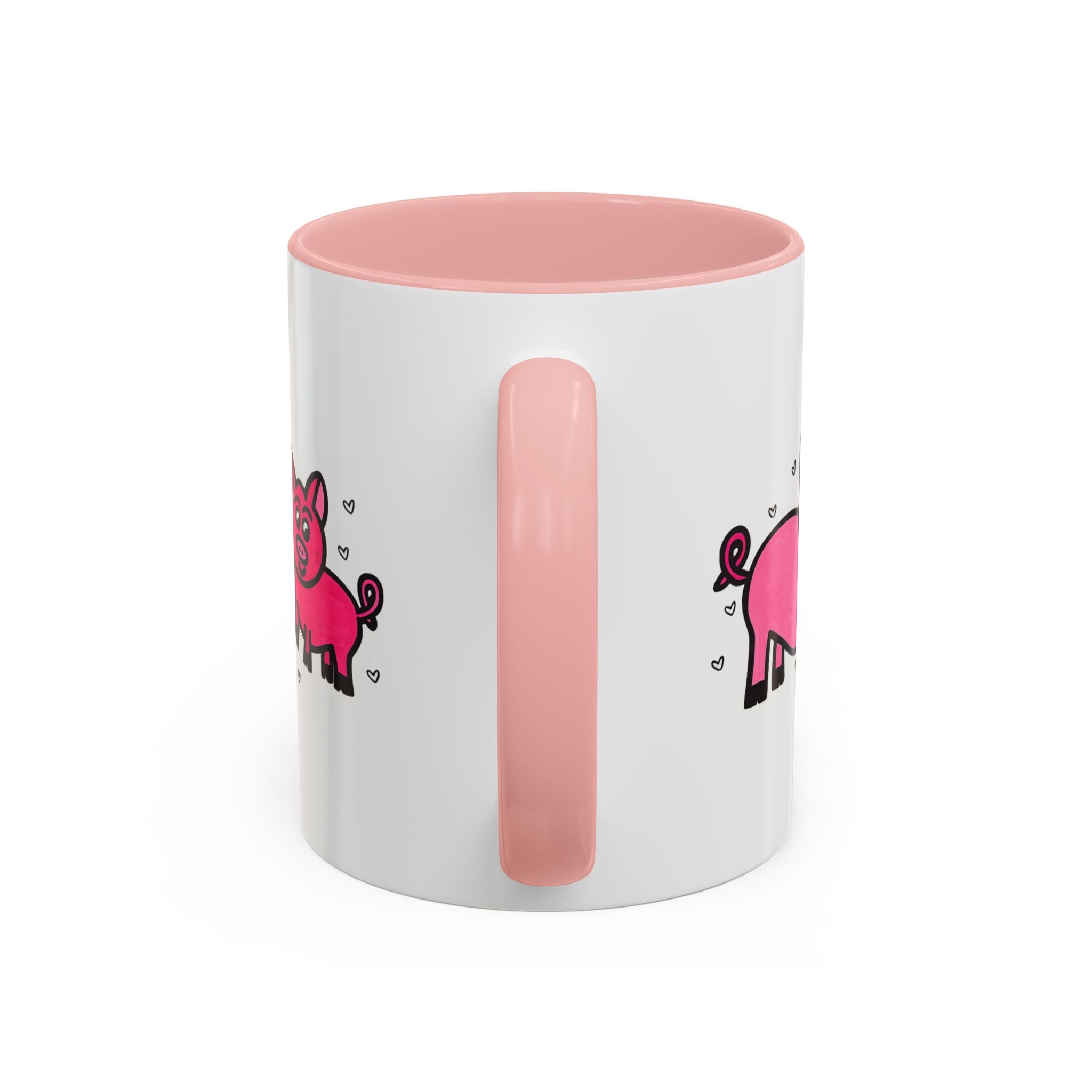 Hand-Drawn Pink Pig Pattern Mug | Accent Coffee Mug 11oz 15oz